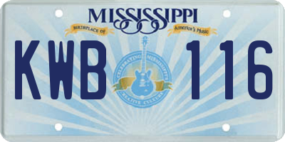 MS license plate KWB116