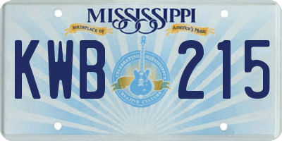 MS license plate KWB215