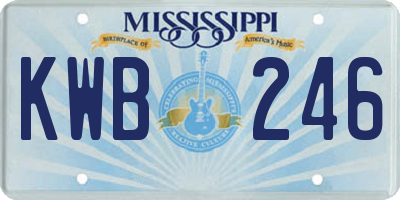 MS license plate KWB246