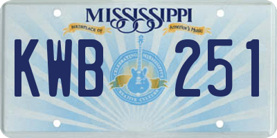 MS license plate KWB251