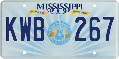 MS license plate KWB267