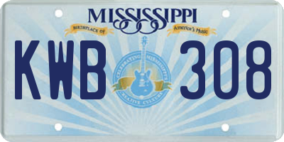 MS license plate KWB308