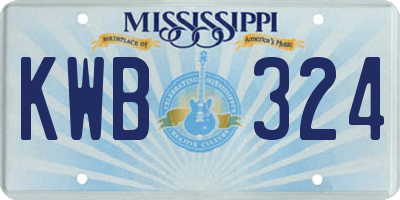 MS license plate KWB324