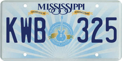 MS license plate KWB325