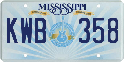 MS license plate KWB358