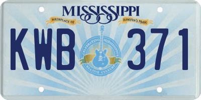 MS license plate KWB371