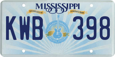 MS license plate KWB398