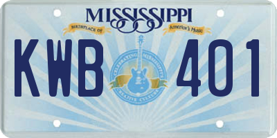 MS license plate KWB401
