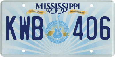 MS license plate KWB406