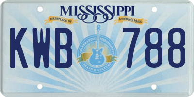 MS license plate KWB788