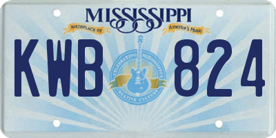 MS license plate KWB824