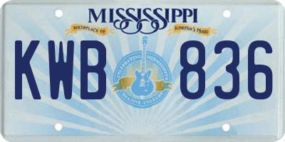 MS license plate KWB836