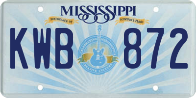 MS license plate KWB872