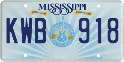 MS license plate KWB918