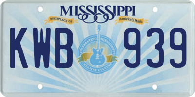 MS license plate KWB939