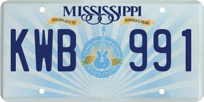 MS license plate KWB991