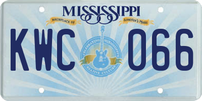 MS license plate KWC066