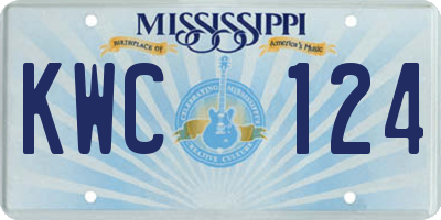 MS license plate KWC124