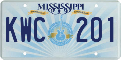 MS license plate KWC201