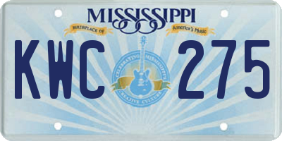 MS license plate KWC275