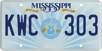 MS license plate KWC303