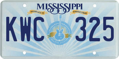 MS license plate KWC325