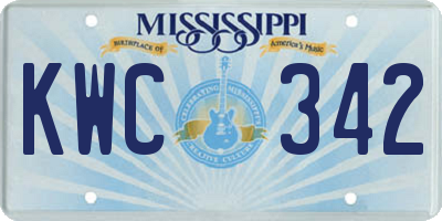MS license plate KWC342