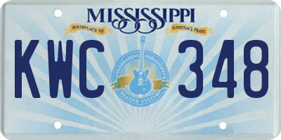 MS license plate KWC348