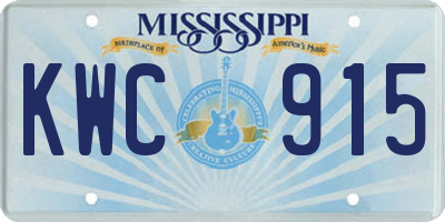 MS license plate KWC915
