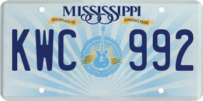 MS license plate KWC992