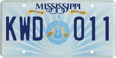 MS license plate KWD011