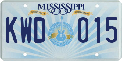 MS license plate KWD015
