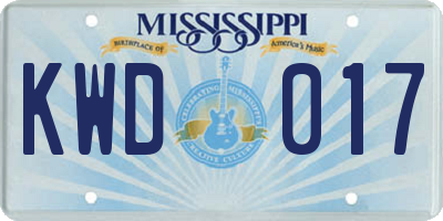MS license plate KWD017