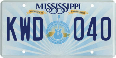 MS license plate KWD040