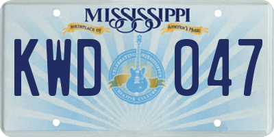 MS license plate KWD047