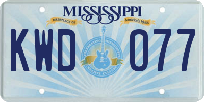MS license plate KWD077