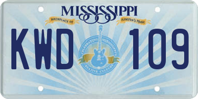 MS license plate KWD109