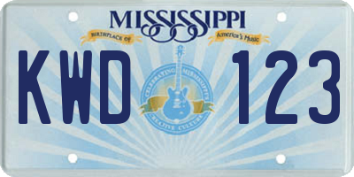 MS license plate KWD123