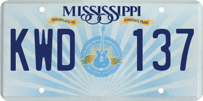 MS license plate KWD137