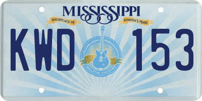 MS license plate KWD153