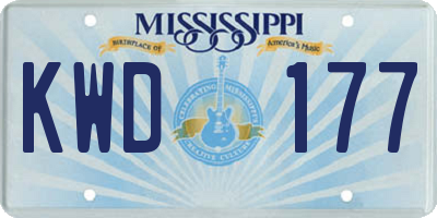 MS license plate KWD177