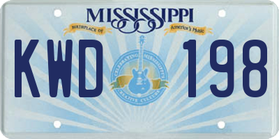 MS license plate KWD198