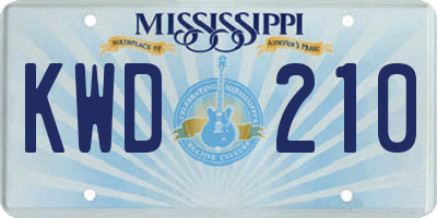 MS license plate KWD210