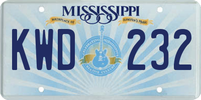 MS license plate KWD232
