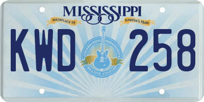 MS license plate KWD258