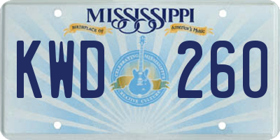 MS license plate KWD260