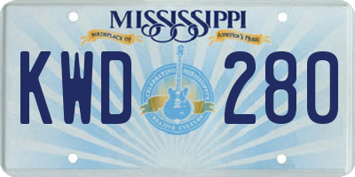 MS license plate KWD280