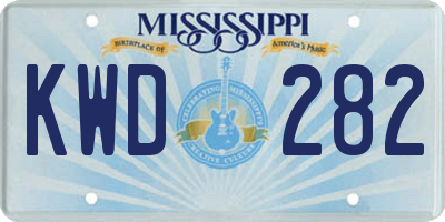 MS license plate KWD282
