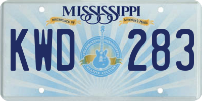 MS license plate KWD283