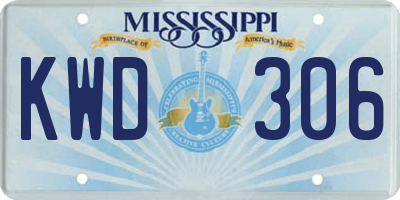 MS license plate KWD306